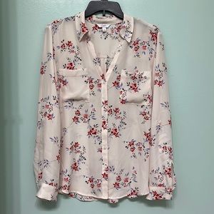 Candie's Floral Blouse - Cream with Red and Blue Accents